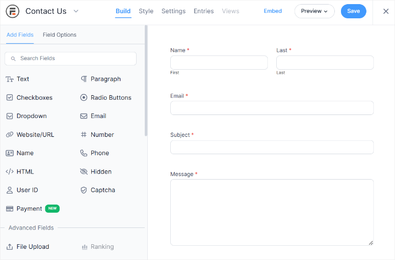 formidable forms form builder