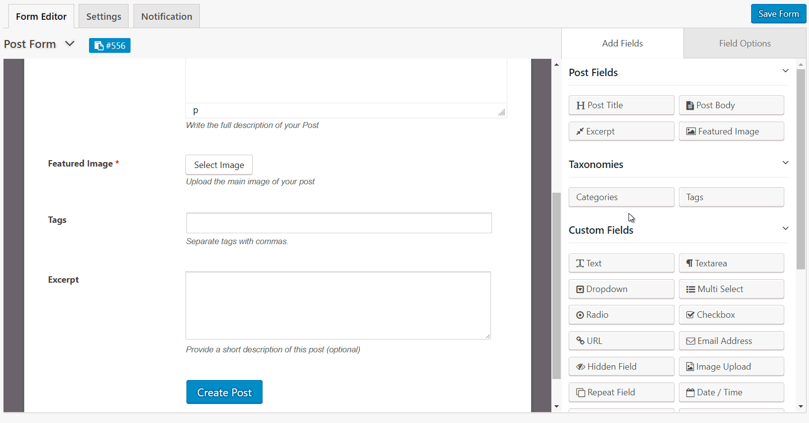 Arrastrar y soltar formulario de formulario