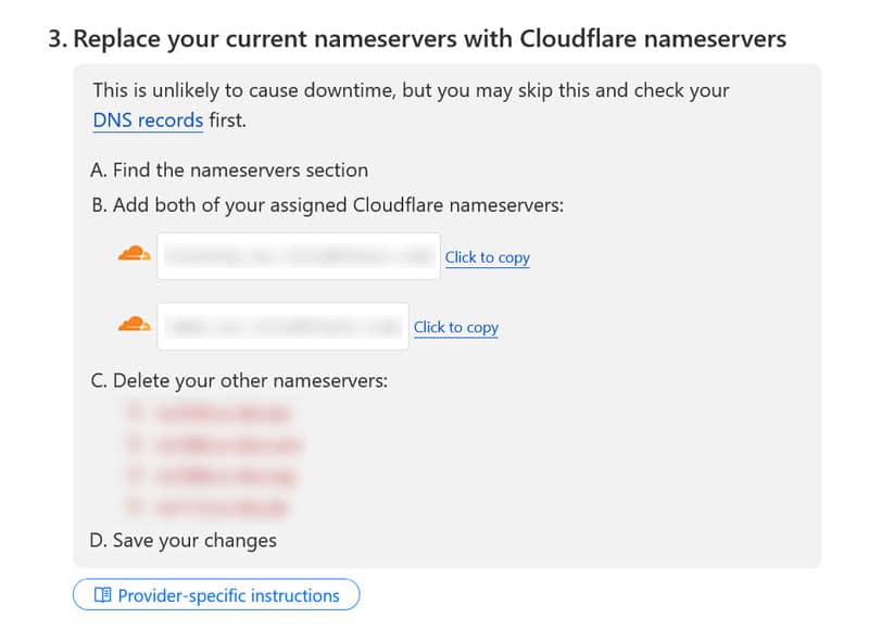 CloudFlare NameServer情報