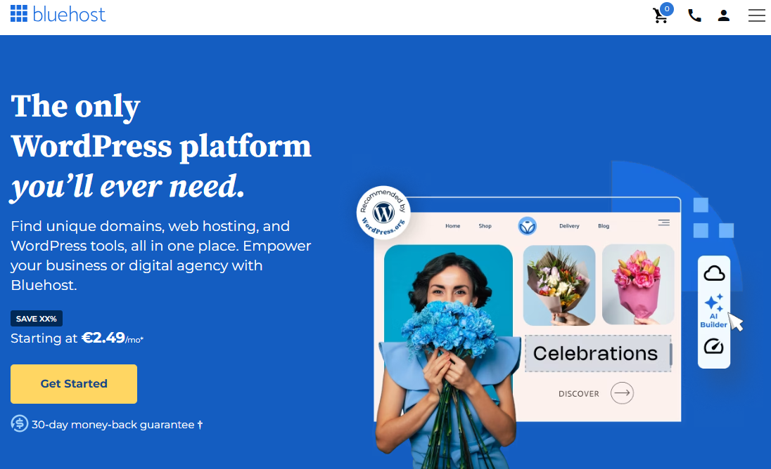 Bluehost - alternativa a buon mercato a buon mercato