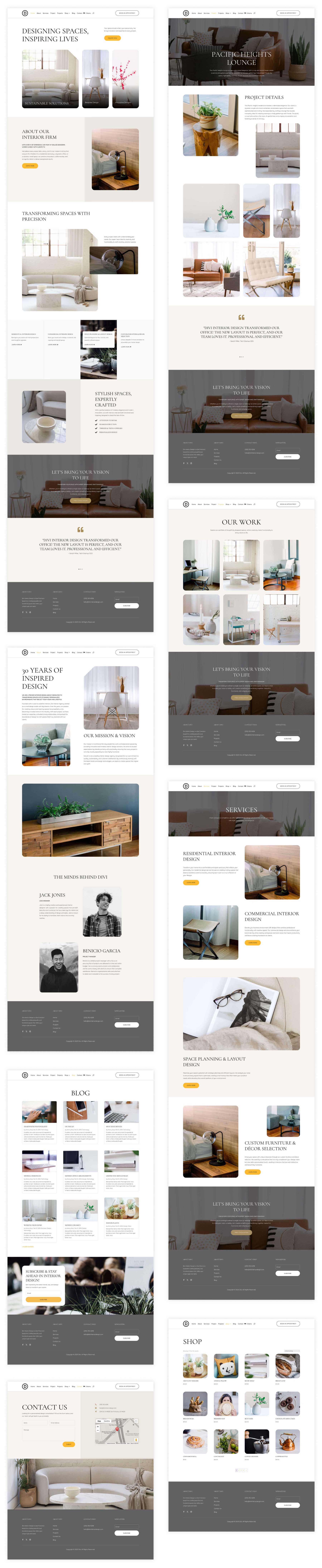 Site inicial de design de interiores para divi