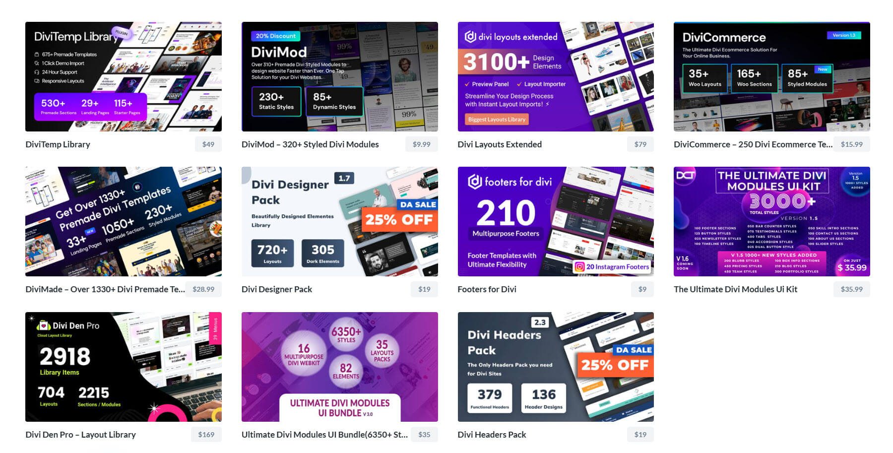 Divi Anniversary Sale Layout Booster Bundle Products