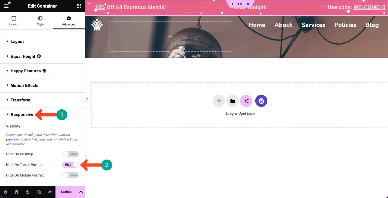 Hide the Top Bar on a Device Type