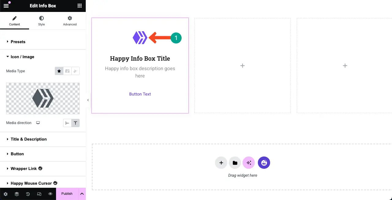 Cómo crear un cuadro de características en WordPress con Elementor 8 The icon is added to the feature box