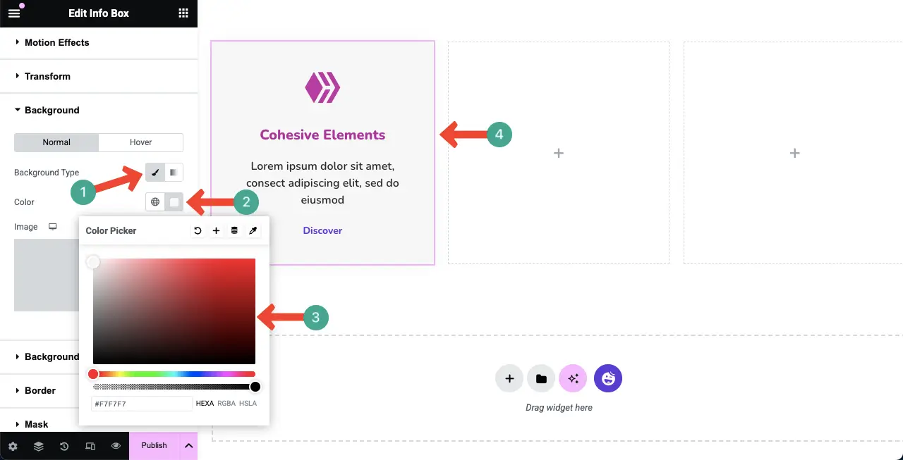 Cómo crear un cuadro de características en WordPress con Elementor 17 Choose a color for the background