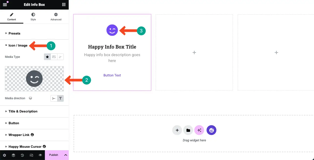 Cómo crear un cuadro de características en WordPress con Elementor 6 Add an Icon/Image to the Feature Box
