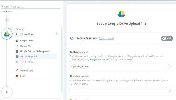 configurar la carga de wordpress a la vista previa de google drive