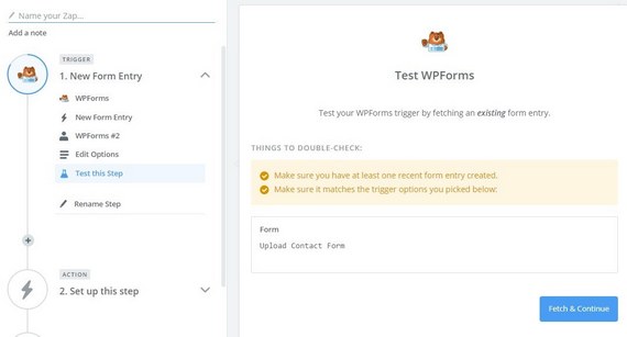 prueba la carga de wpforms en google drive zap