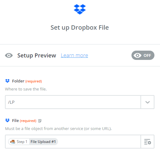 mengatur bidang dropbox untuk mengirim file ke situs web dengan wpforms