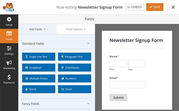 Vorschau des Newsletter-Anmeldeformulars