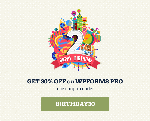 Offre spéciale anniversaire WPForms