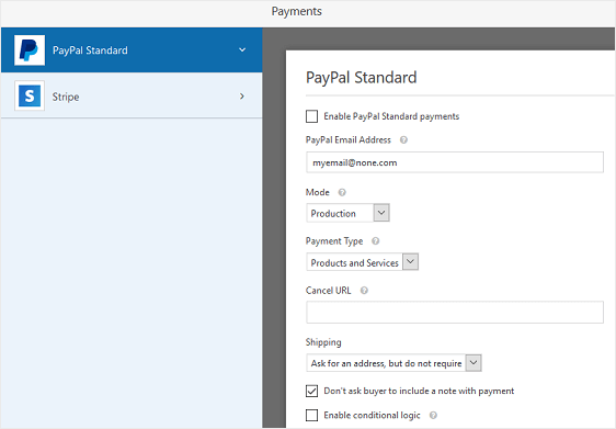 Configuración de PayPal