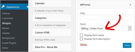 WPForms 위젯