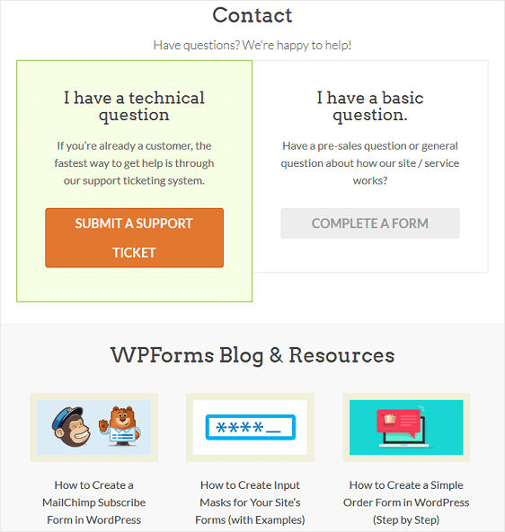 WPForms 支持