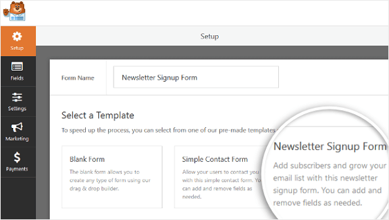 Szablon formularza zapisu do newslettera, aby dodać warunki do wordpress