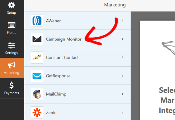 Configurações de marketing