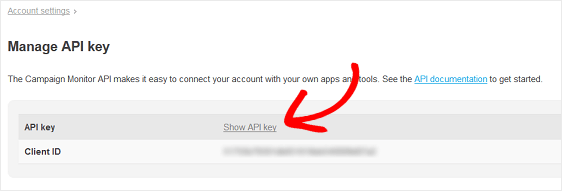 Campaign Monitor API Key și ID client