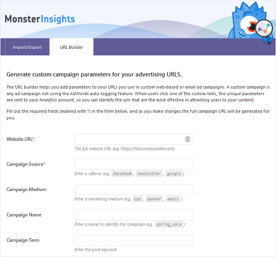 Rastreamento de campanha MonsterInsights