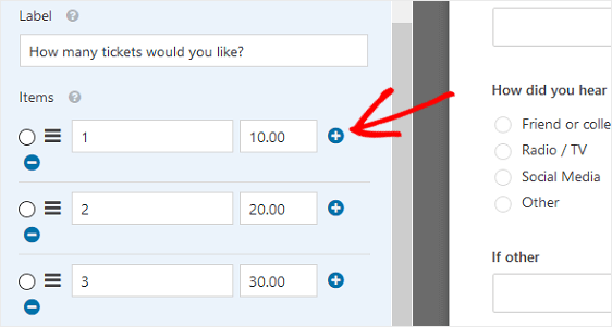 zusätzliche Ticketoptionen hinzufügen