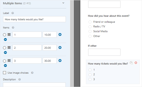 birden çok öğe form alanı