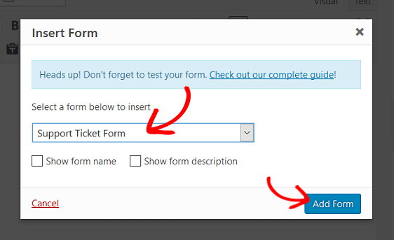 Support-Ticket-Formular hinzufügen