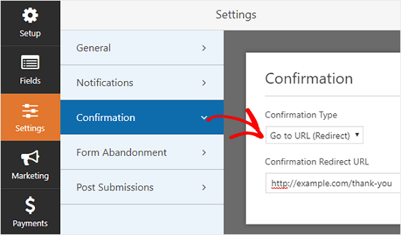 redirecționarea formularului wordpress după trimiterea formularului