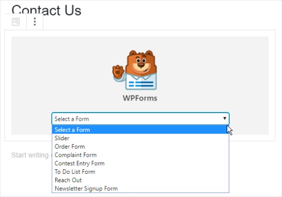 выберите ваш-wpform-form-dropdown