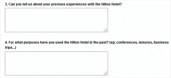 Exemplu de sondaj la hotelul Hilton