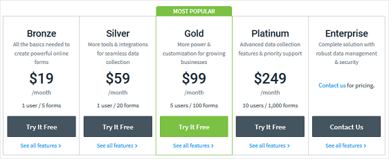 formstack แผนการชำระเงิน