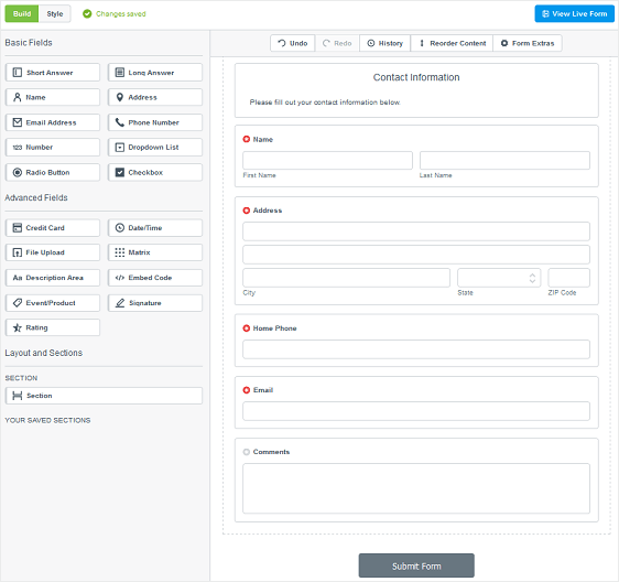 interfaccia formstack