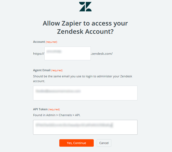 เชื่อมต่อ zapier กับบัญชี zendesk