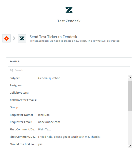 測試 Zendesk 支持票