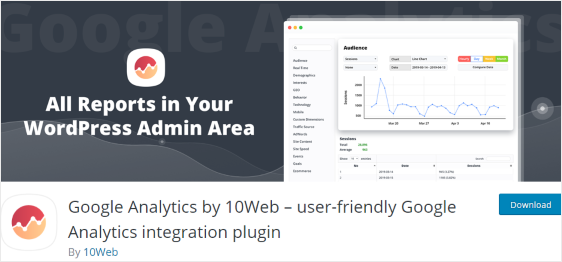 10WebによるGoogleAnalytics