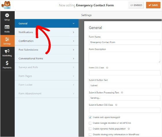 general-settings-Emergency-contact-form