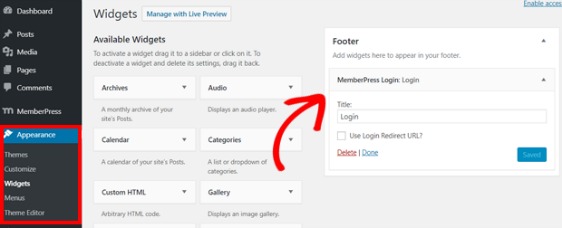 aggiungi memberpress al widget di wordpress