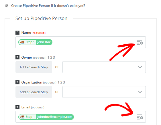 Criar uma nova pessoa no Pipedrive