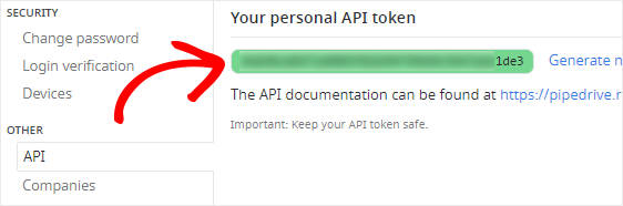 Token API Pipedrive