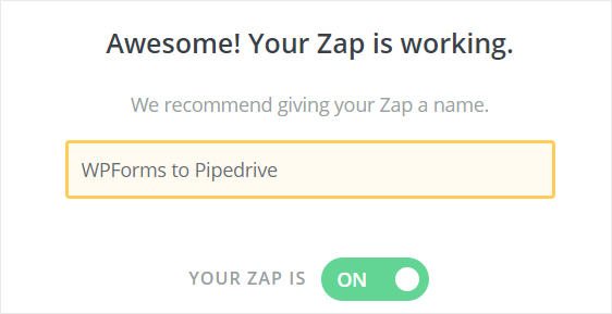 WPForms ke WordPress Pipedrive dari formulir zap