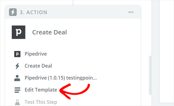 Seleziona modifica modello per creare un modulo wordpress pipedrive