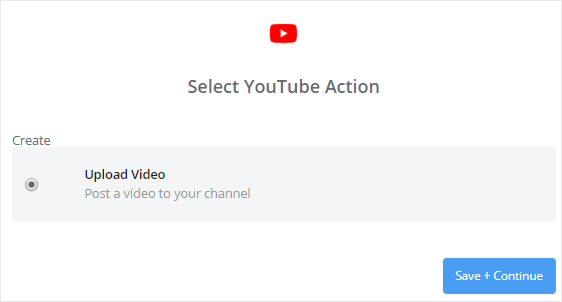 Sélectionnez une action YouTube