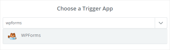 Scegli WPForms come app trigger