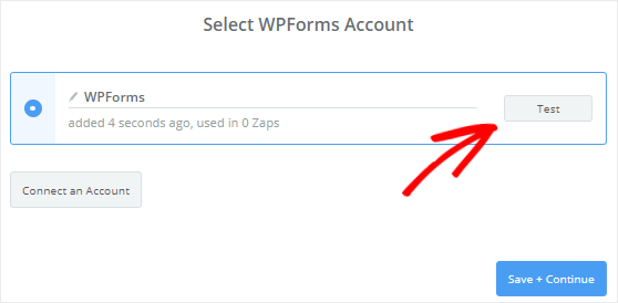 Uji Koneksi antara Zapier dan WPForms