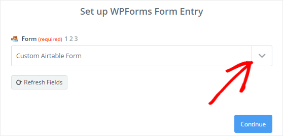 Sélectionnez Custom Airtable Form dans le menu déroulant