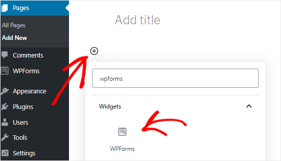 إضافة كتلة WPForms إلى صفحة WordPress