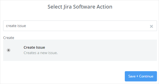 เลือกการกระทำของ Jira Software