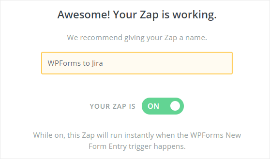 WPForms vers Jira zapper