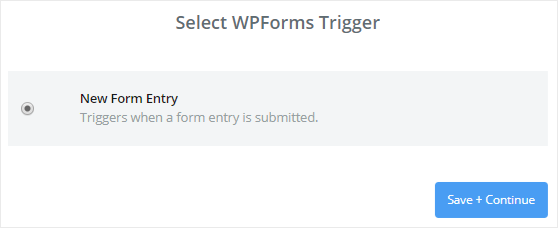 選擇新表單條目作為 WPForms 觸發器選項