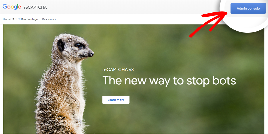 Sito web Google reCAPTCHA