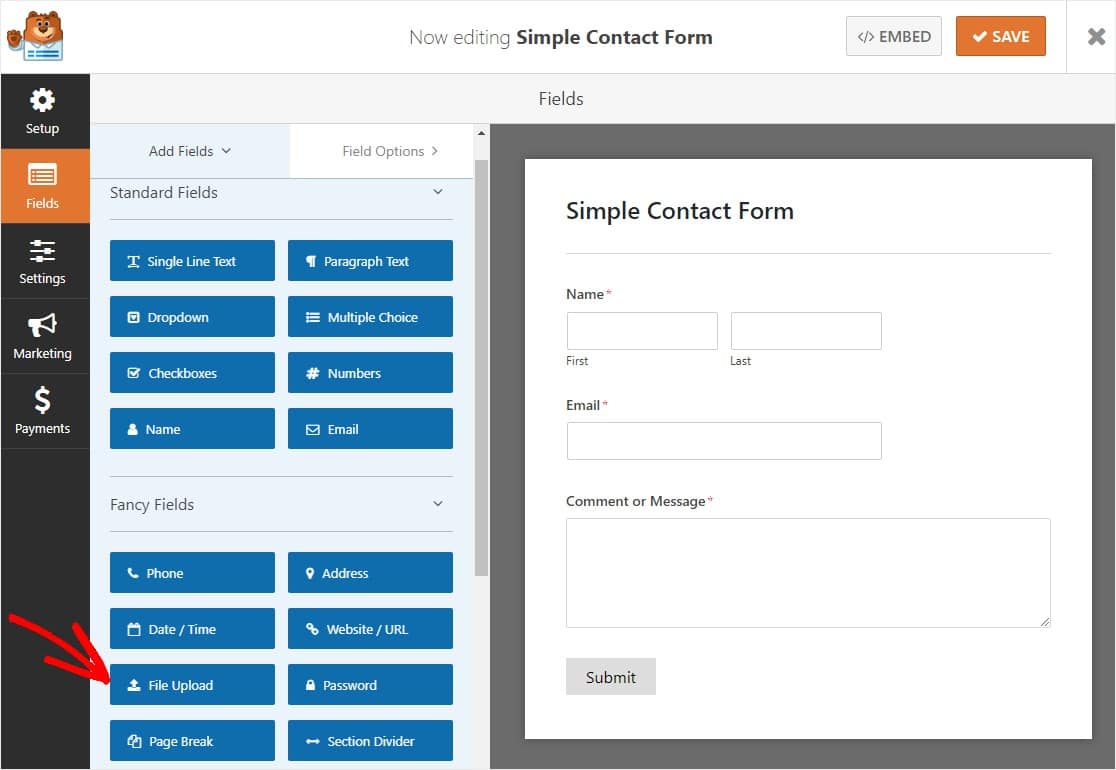 เพิ่มช่องอัพโหลดไฟล์ลงใน form