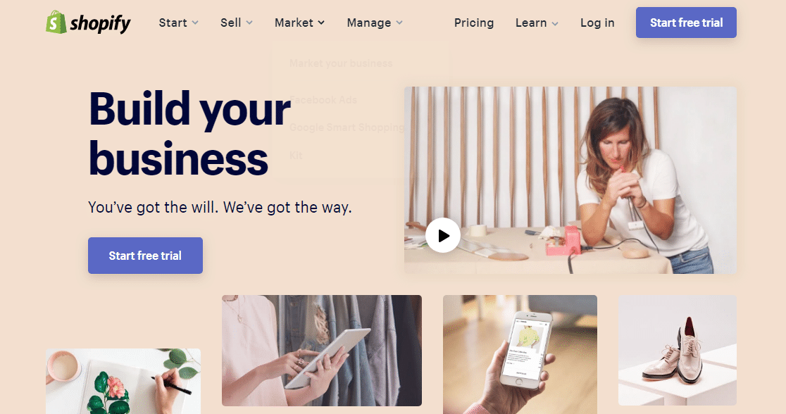 Shopify المجال المخصص لبناء موقع على شبكة الإنترنت